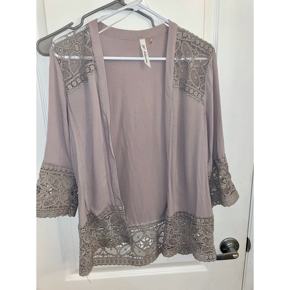 Crochet Panel open front cardigan